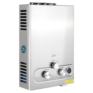 Tankless Water Heater Propane,1.6GPM 6L Portable Instant Hot Water Heater, Outdoor Use for RV, Camper Van, Camping Trailer, Cabin, Barn, Pool, Sliver